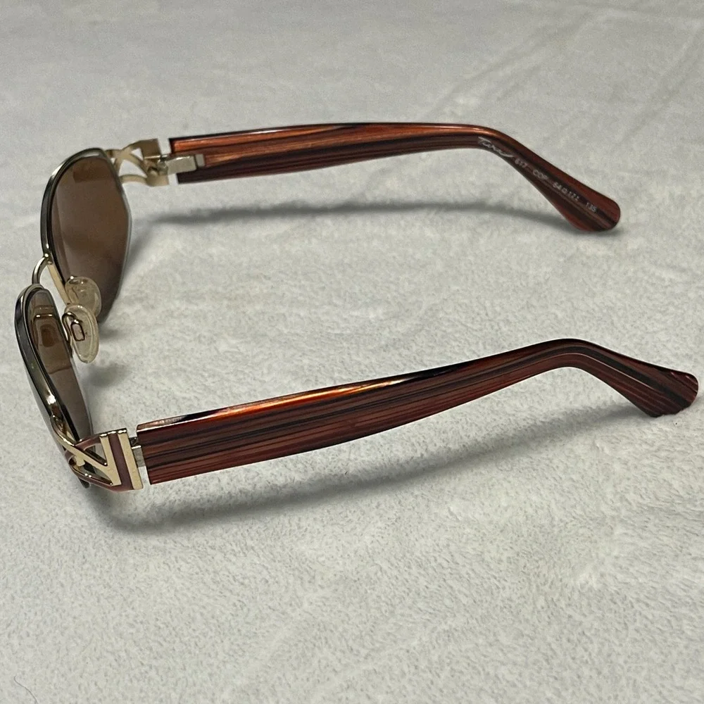 Tura 617 COP Oval Sunglasses Brown Wood Grain Gold Accents Italy FRAMES‎ ONLY